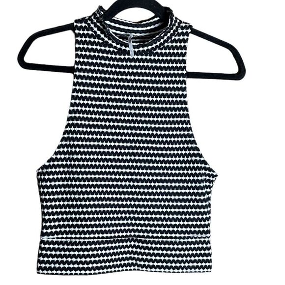 Free People Black and White High Neck Sleeveless Crop Top Size Small S - Picture 1 of 6